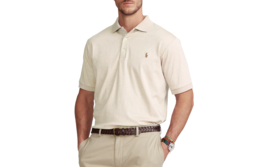 Polo Ralph Lauren Men’s Big &amp; Tall Beige Soft Touch Short Sleeve Polo Shirt - £41.90 GBP