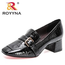  New Designers Fashion Pumps Patent Leather Thick Heel Shoes Women Square Toe Dr - £42.18 GBP