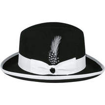 Bruno Capelo Dress Hat Australian Wool Homburg Godfather GF111 Black white image 4