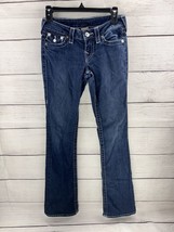 True Religion Boot Cut Jeans Dark Blue Wash Denim Flap Pocket Sz 25 - £17.64 GBP