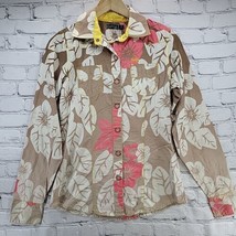 Cruel Girl Western Shirt Womens Sz L Large Floral Print Snap Front Flaw - £11.59 GBP