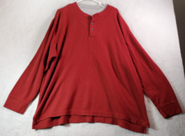 RedHead T Shirt Men Size 2XL Red Knit Cotton Long Raglan Sleeve Henley Neck Slit - £12.02 GBP