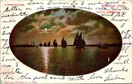 Vtg Postcard 1906 Santa Barbara CA Marine Scene Ships &amp; Boats at Sunset Reider - £4.86 GBP