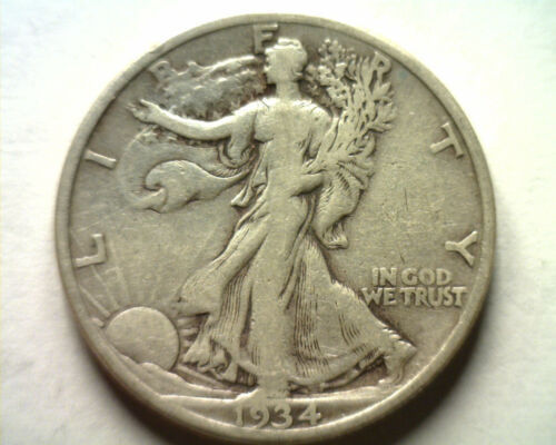 Primary image for 1934-S WALKING LIBERTY HALF FINE / VERY FINE F/VF NICE ORIGINAL COIN BOBS COINS