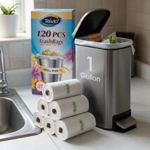 1.2 Gallon 120 pcs(1-1.2 Gal) Small Clear Trash Bags, Strong 1 Gallon 1.... - $11.89 CAD