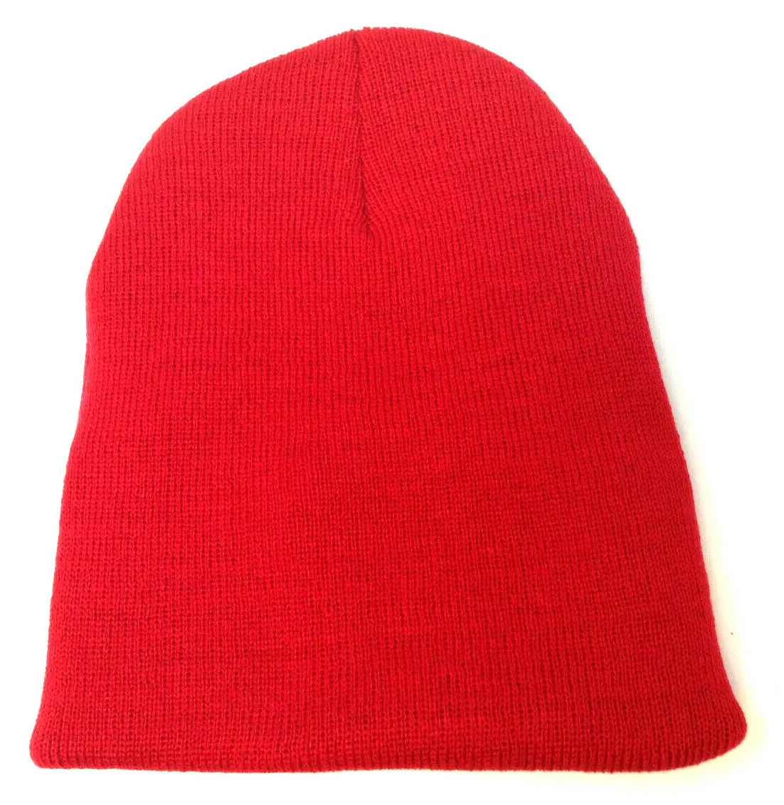 Solid Plain Blank Short Uncuffed Knit Beanie skull cap ski Hat retro Red - $16.99