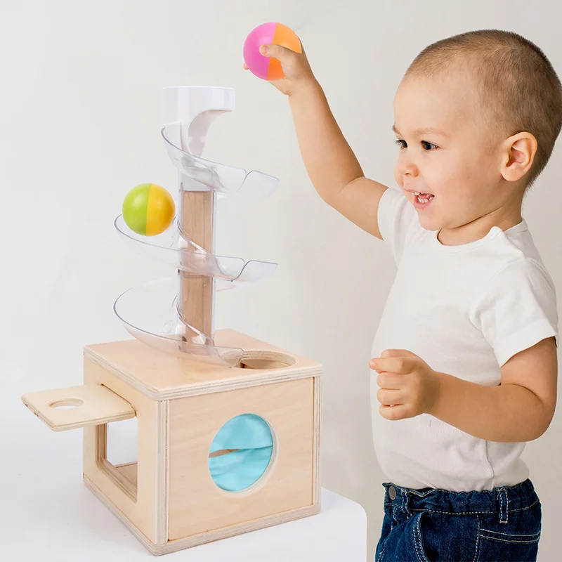 Wooden Montessori Rotating Track Ball Turning Music Game Slide Rolling Ball - £70.87 GBP