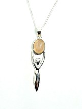 Rose Quartz Goddess Necklace Pendant &amp; Chain All Sterling Silver Boxed - £31.47 GBP