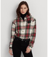 lauren-ralph-lauren-womens-bullion-checked-plaid-redcream-multi-l - $40.00