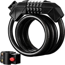 Premium Bike Lock Cable With Combination, 5-Digit Resettable, Outdoor Equipment - £24.32 GBP