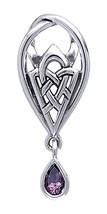 Jewelry Trends Sterling Silver Celtic Knot of Protection Teardrop Pendant Purple - £32.76 GBP