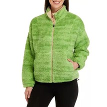 ZELOS Women&#39;s M Green Sherpa Fleece Full Zip Teddy Jacket Coat Pockets M... - £17.72 GBP
