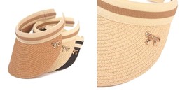 Bowknot Straw Sun Visorr Hats for Women Wide Brim Summer Beach Hat Adjus... - £18.91 GBP