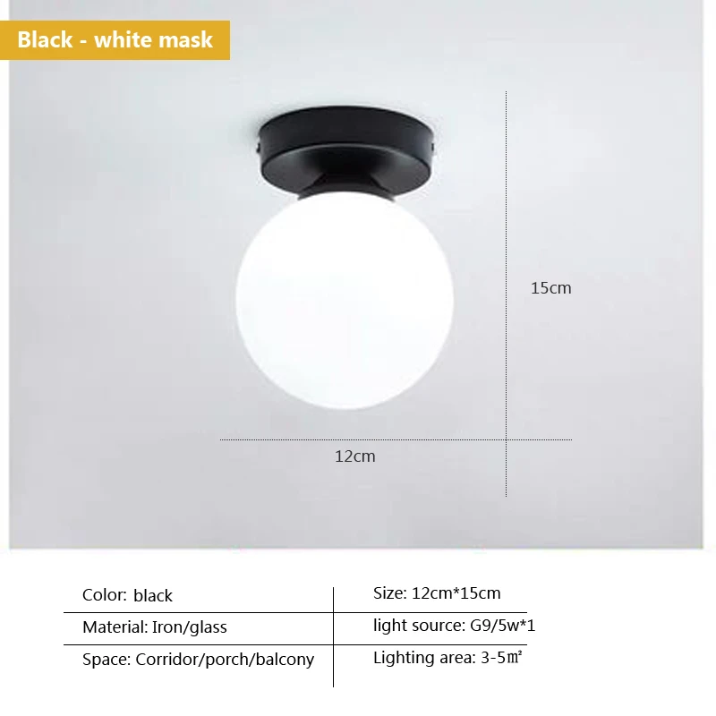 WHITBY  simple  Round Gl Ball Ceiling Lamp Corridor Lamp Creative Living Room Li - £170.26 GBP