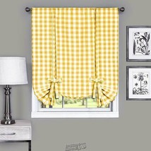 Buffalo Check Tie-Up Shade Yellow 42&quot; W x 63&quot;L - £15.17 GBP