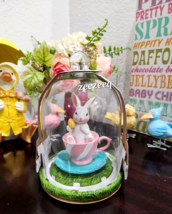Bunny Boulevard Easter Bunny Rabbit in Teacup Glass Cloche Figurine Stat... - $39.99