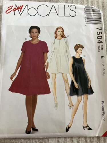 Vintage 1990's Easy McCall's Pattern 7504 Size 14 16 18 Easy Swing dress - $15.88