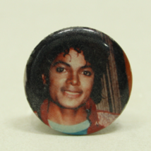 MICHAEL JACKSON Smile Red Leather Jacket Pin Button 1.25&quot; Vintage Badge ... - £6.11 GBP