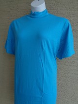 New Roaman&#39;s Cotton Jersey Knit Short Sleeve Mock Neck Tee Top  1X 22-24W Aqua - £5.42 GBP