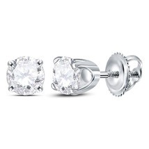 14kt White Gold Womens Round Diamond Solitaire Stud Earrings 5/8 Cttw - £669.61 GBP