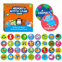 Memory Matching Game, 72 Pcs Animal Matching Cards For Toddlers 36 Pairs Memory  - £15.68 GBP
