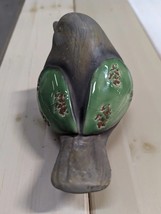 VTG Pottery Fat Bird Glazed Wings Green Ceramic Boho Retro FunCottage Farmhouse - £19.57 GBP