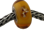 Authentic Trollbeads Beige Flower Glass Bead Charm, 61149, Small - $23.75