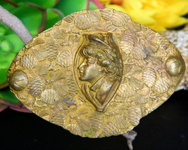 Vintage Sash Brooch Pin Woman Military Hat Profile Brass Pine Cones  - £74.66 GBP