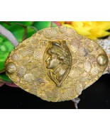 Vintage Sash Brooch Pin Woman Military Hat Profile Brass Pine Cones  - €82,45 EUR