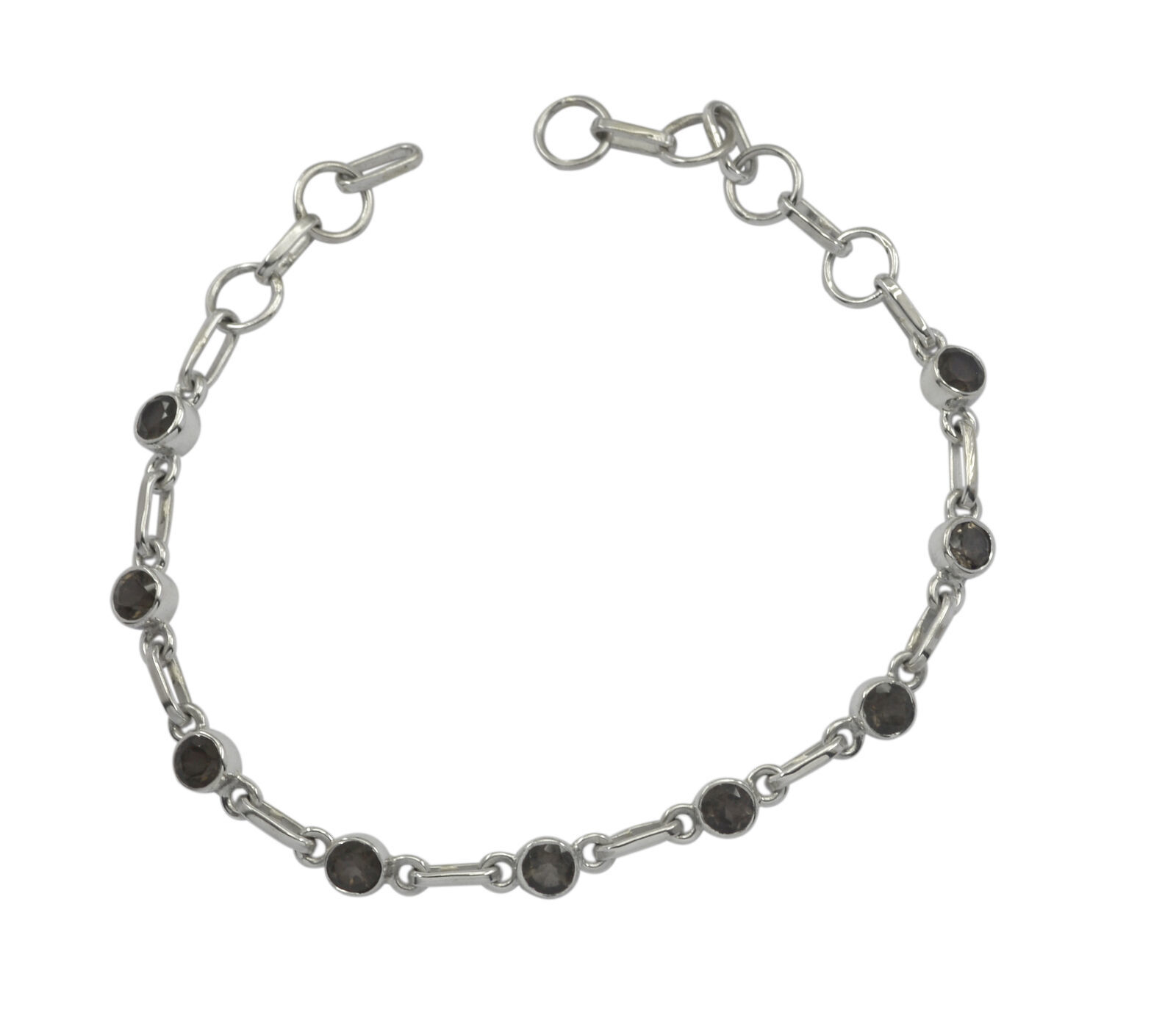 fine Smoky Quartz 925 Solid Sterling Silver Brown Bracelet genuine regul... - $30.68