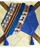 Peacock Blue/Brown Peruvian/Andean Table Runner Tapestry Textile w/ Tassels - $554.05 MXN