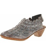 RIEKER ANTISTRESS SINA Women Sz 38 Gray Leather Slip On Slingback Shoes EUC - £38.84 GBP