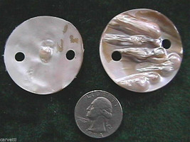 DOZEN 43mm-45mm Blister Pearl Oyster Secrete Double Hole Focal Pendants  (12)  - £12.46 GBP