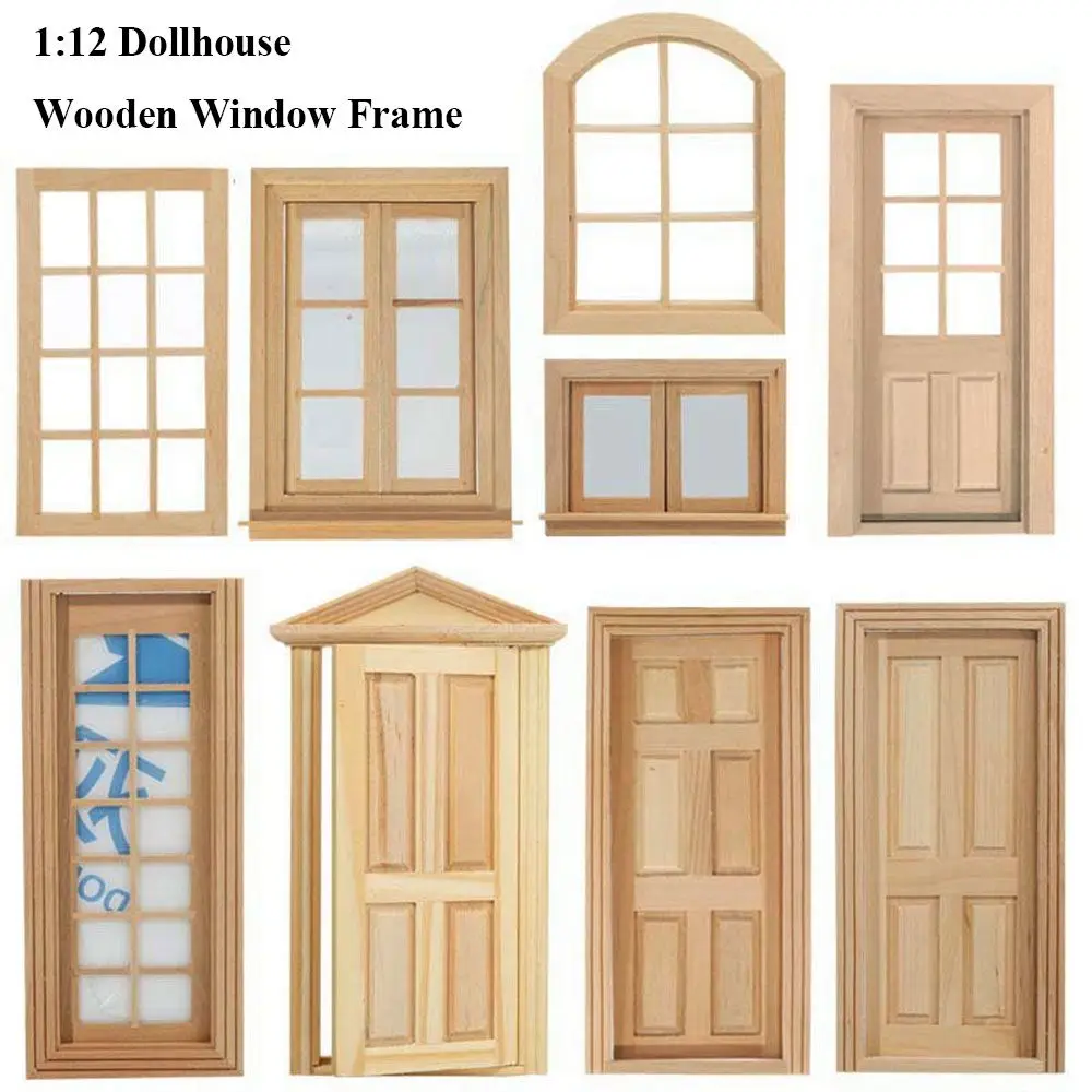 Cute Wooden Frame and Glass Plate Doll House DIY Double Window 1/12 Dollhouse - £7.72 GBP+