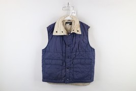 Vintage 70s Streetwear Mens Medium Distressed Button Puffer Vest Jacket ... - $37.83