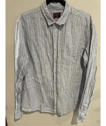 UNTUCKit Striped Linen Button Down Shirt-Blue/White Vin Santo’ Mens RT$9... - £13.23 GBP