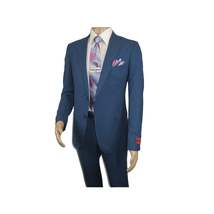 Men Suit BERLUSCONI Turkey 100% Soft Italian Wool Super 180's 2pc #Ber31 Blue image 5