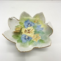 Vintage porcelain trinket holder handpainted pansies by Doris Larsen 1988 - £5.51 GBP