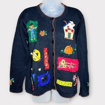 COVE CREEK Halloween theme full button cardigan w/patches, embroidery &amp; ... - $48.38