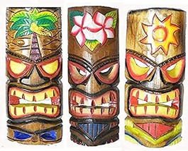 Set of 3 Polynesian Hawaiian Tiki Bar Style Wall Masks 12 inches Island Art - £27.12 GBP