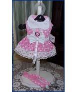 NWT Doggie Design Pink White Polka Dot Harness Dress with Matching Leash... - €16,22 EUR