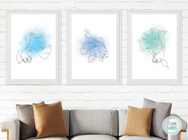 Minimal One Line Art, Set of 3 Exotic Fish Drawings, Printable Wall Art ... - £7.22 GBP