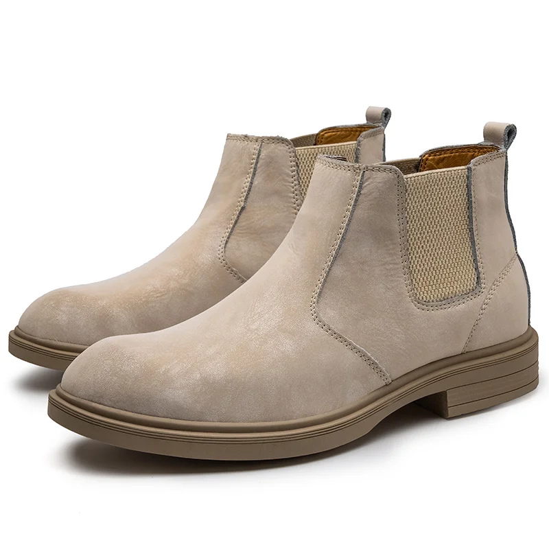 Vintage Chelsea Ankle Boots Men Shoes Leather Comfortable Martin Boots High-Top  - £229.50 GBP