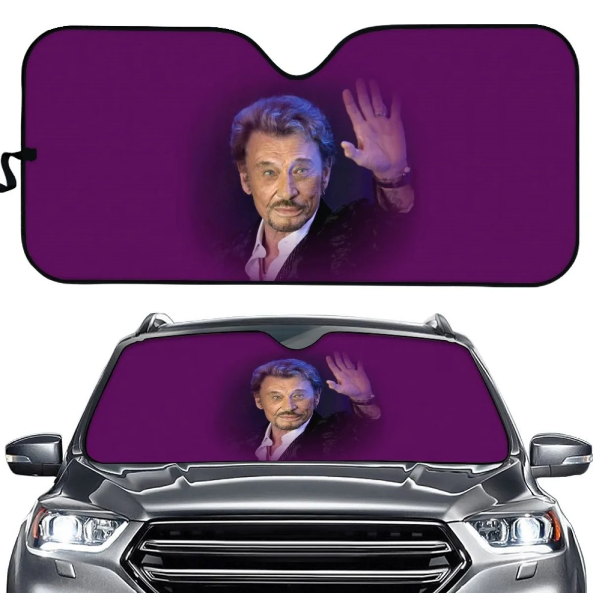 Johnny Hallyday Print Auto  Shade Easy Installation Car Interior Accessories Alu - $98.32