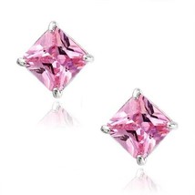 Tourmaline Square Princess Cut CZ Crystal 925 Sterling Silver Stud Earrings - $127.15