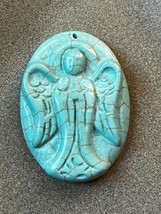 Exquisitely Carved Robin Egg Blue Turquoise or Other Stone ANGEL Pendant... - $28.77