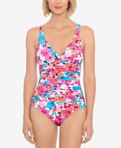 Swim Solutions One Piece Swimsuit Pink Floral Multicolor Size 10 $99 - Nwt - £21.34 GBP