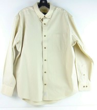 Cabelas Tan Striped Button Down Dress Shirt L - $24.74