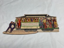 Vintage San Francisco Die Cut Cable Trolley Car Postcard 1950&#39;s Large Si... - $11.88