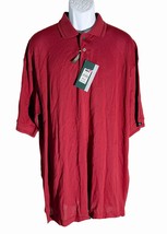 TOMMY ARMOUR Men&#39;s Short Sleeve Button Down Polo Golf Shirt Red XL - $24.74